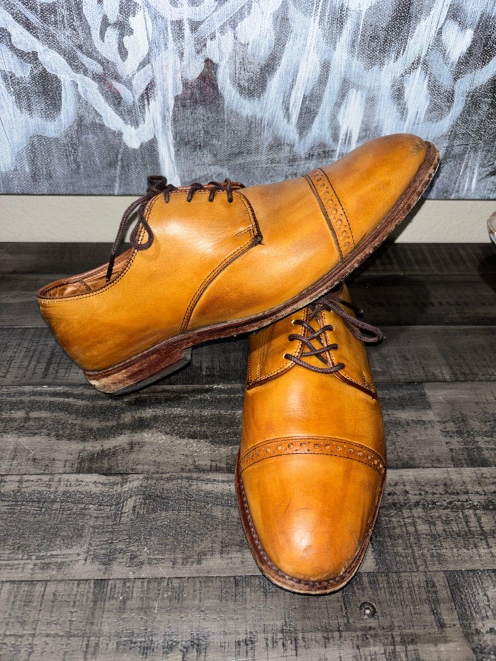 Allen Edmonds Clifton walnut brown leather cap toe Oxfords SZ8​